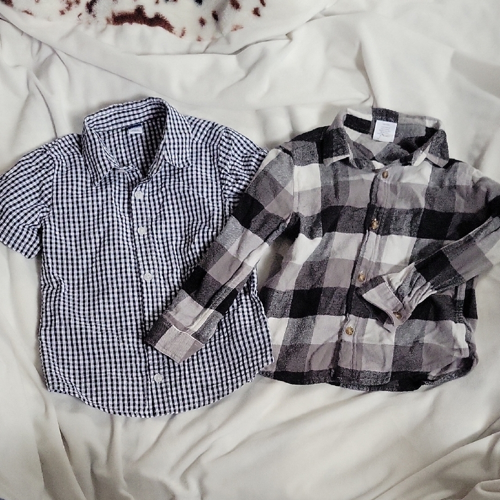 Boys Button-Up Shirts - Black and White